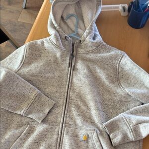 Carhartt Heather Gray Kids Hoodie size L 12/14 great condition